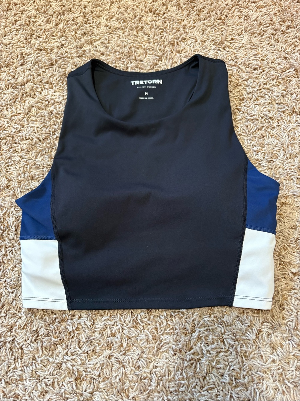 Tretorn Padded Black Colorblock Athletic Crop Tank Bra Top women’s size Medium